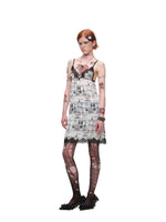 Vintage Comic Print Lace Cami Dress