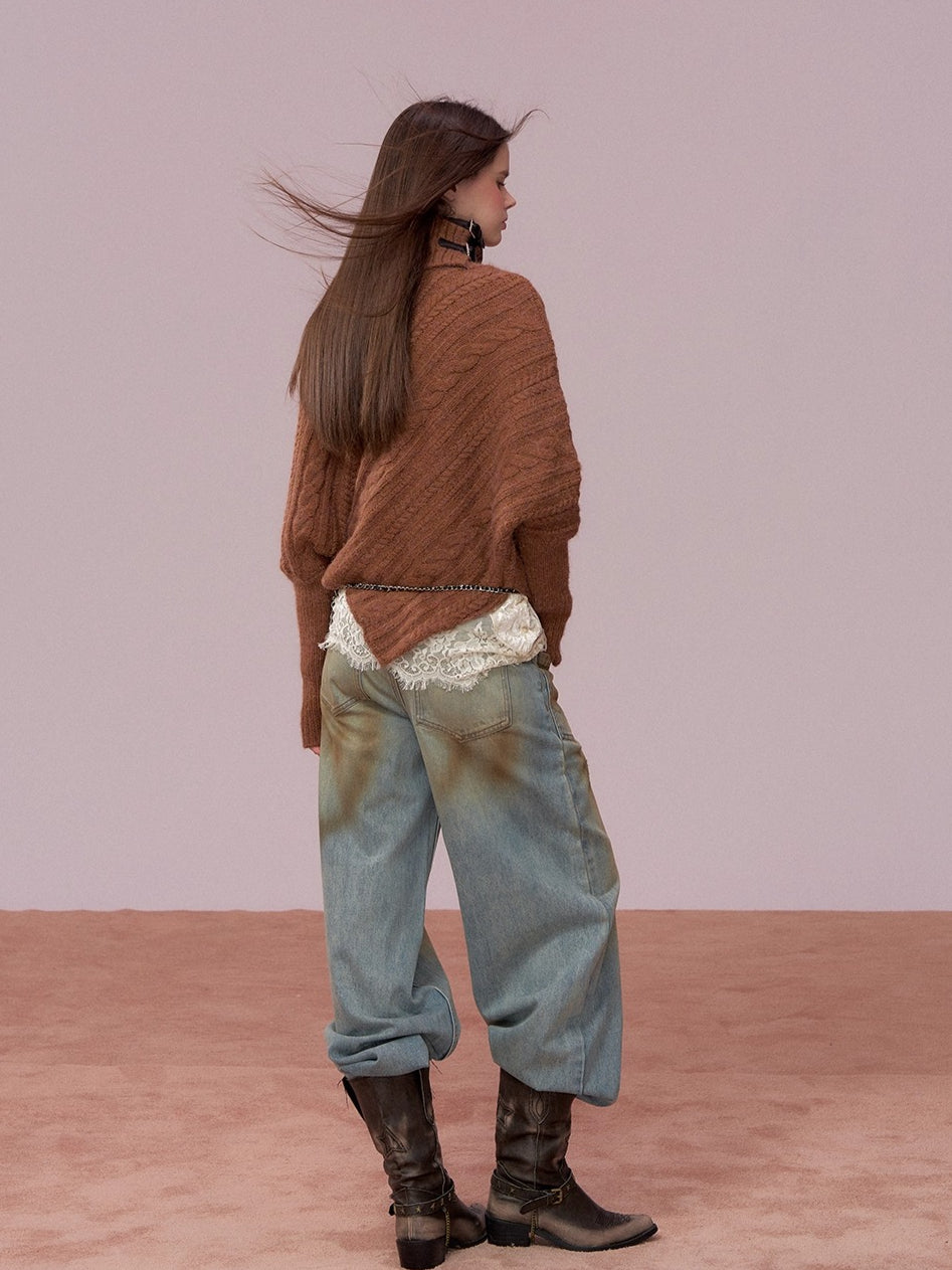 Oversized Cowl Neck Cape Sweater