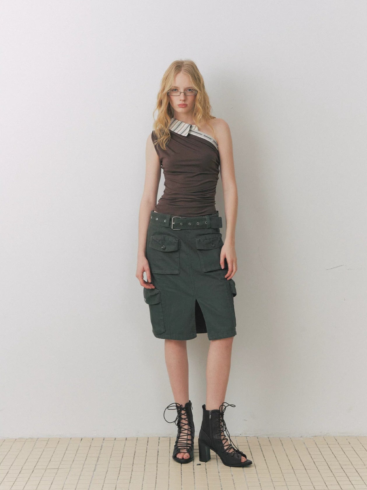 Asymmetric Collar Knit Top