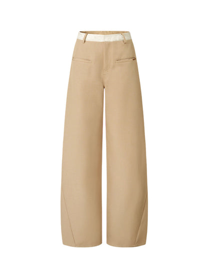 Wrinkle-Resistant Patchwork Straight-Leg Pants