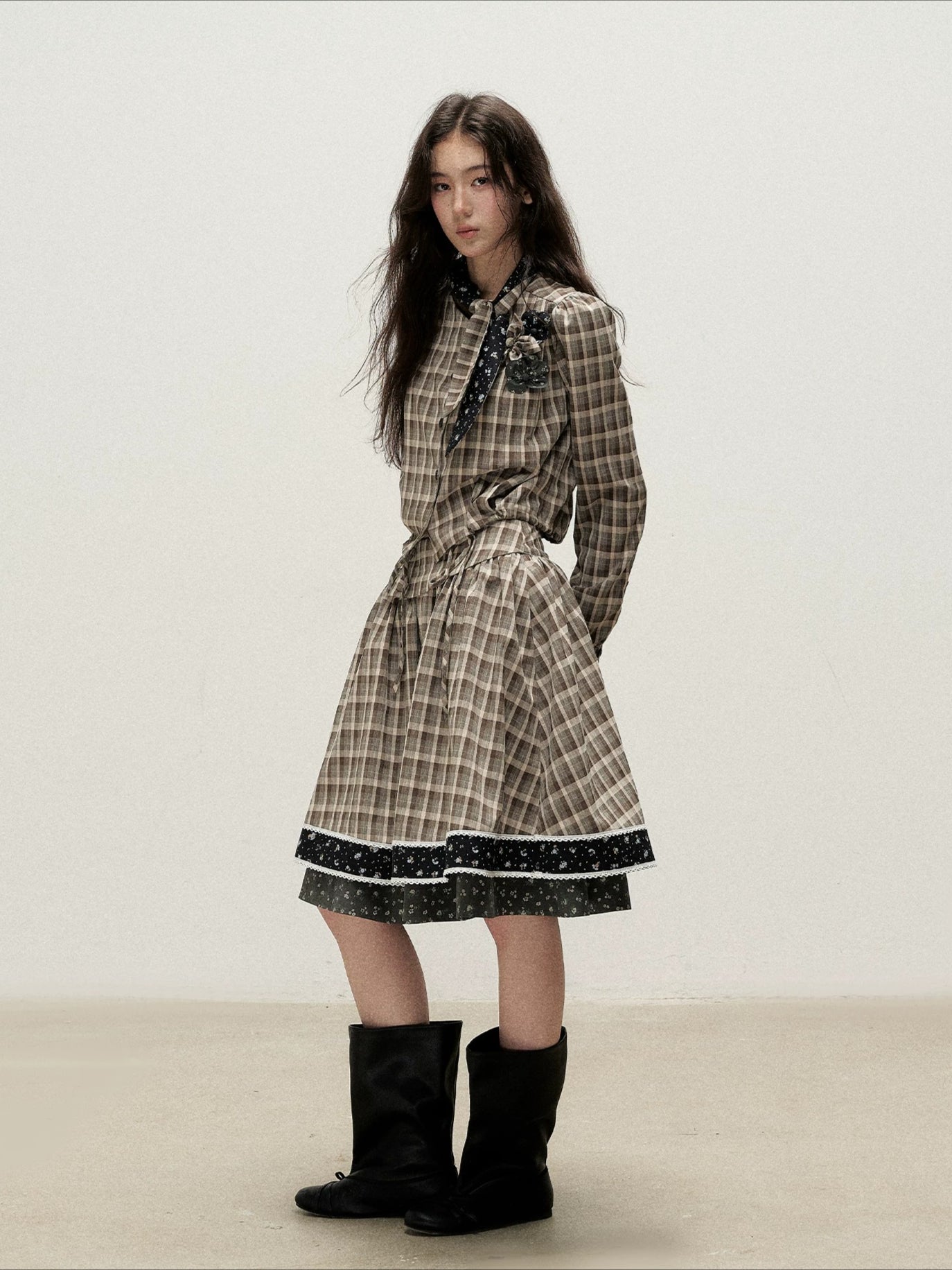 Plaid Shirt Skirt Set