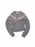 Fair Isle Cat Crewneck Cardigan