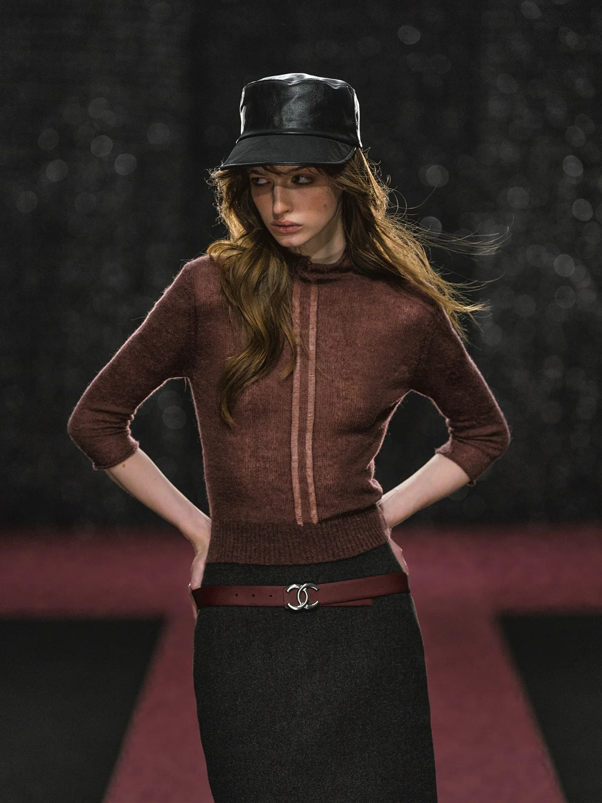 High Neck Knit Seven Sleeve Top