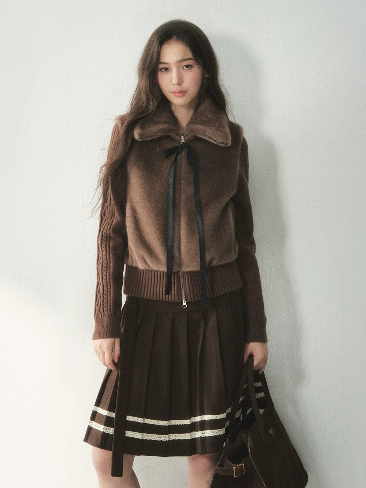 Oversized Collar Faux Fur Jacket