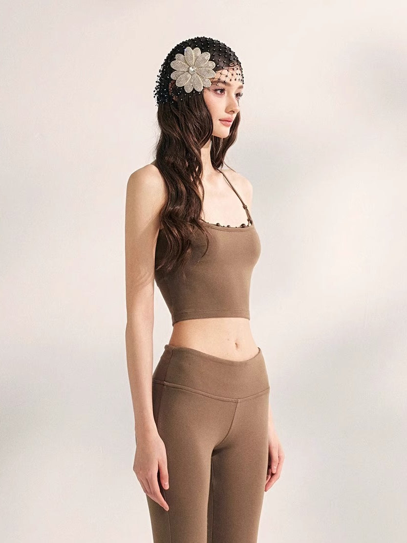Lazy Weekend Beaded Tank Top &amp; Yoga Pants Set