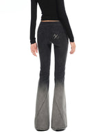 Twill Washed V-Waist Stretch Micro-flare Pants
