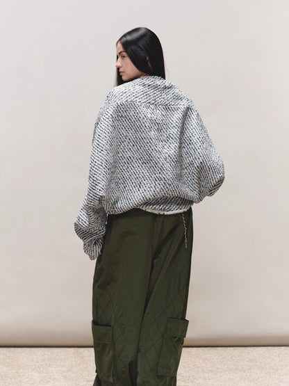 Bouclé Stripe Cape Coat