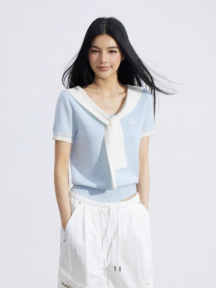 Layered Cape Knit Top
