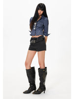 High Waist Wool Blend Shorts