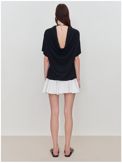 Slant One-Shoulder Swing Neck T-Shirt