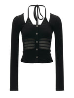Soft Ribbed Halter Layered Knit Top