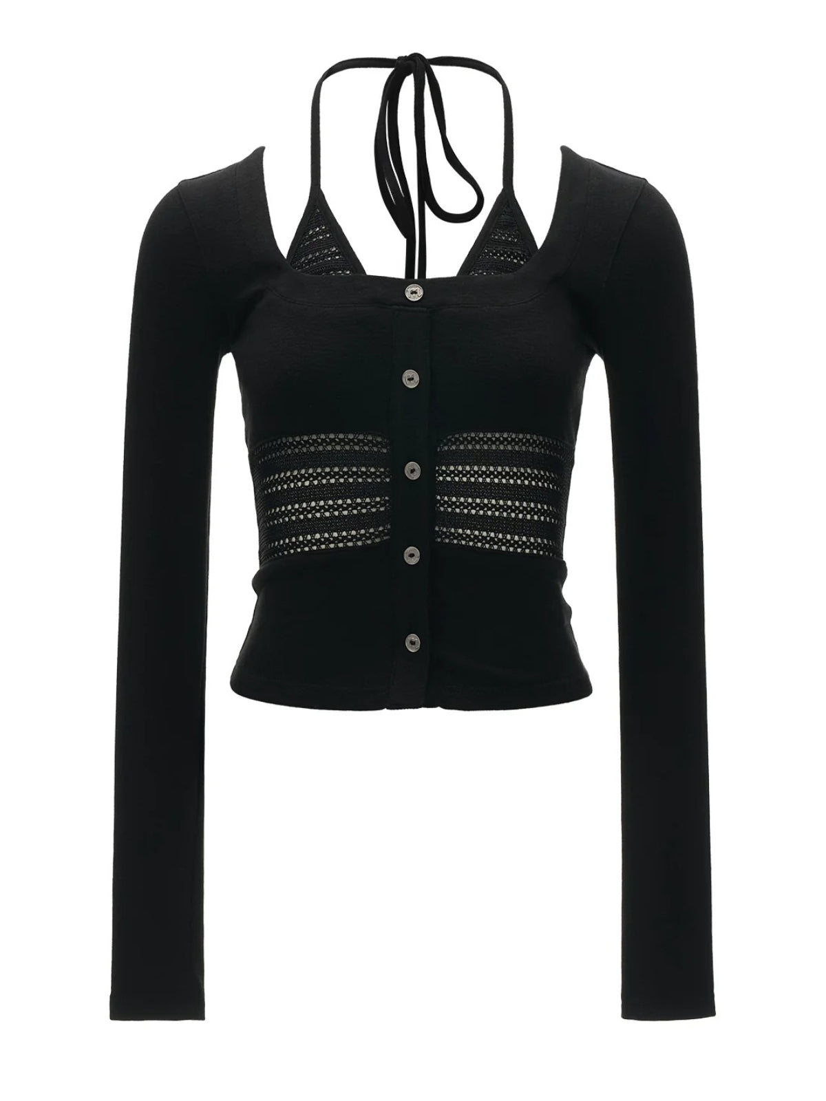 Soft Ribbed Halter Layered Knit Top