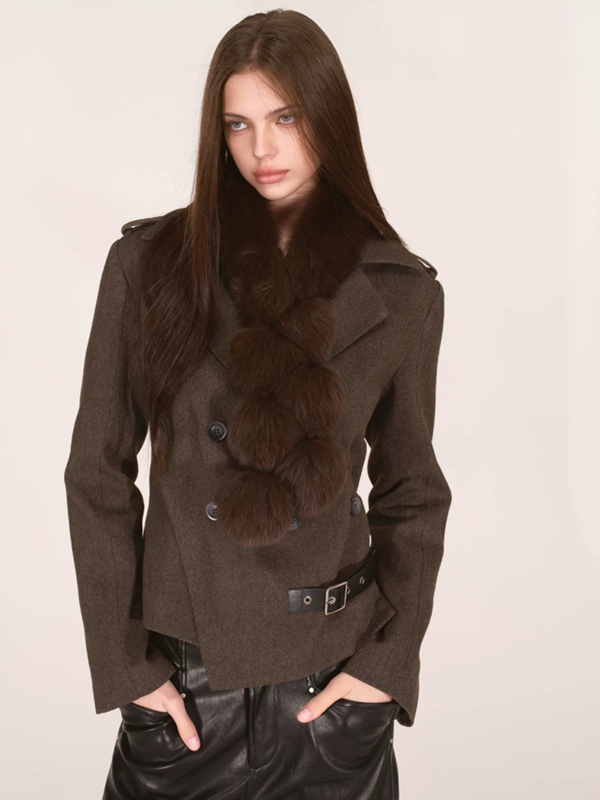 Luxurious Fox Fur Pom Pom Scarf