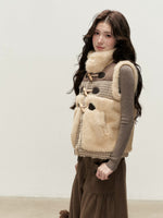 Vintage Toggle Plaid Faux Fur Vest