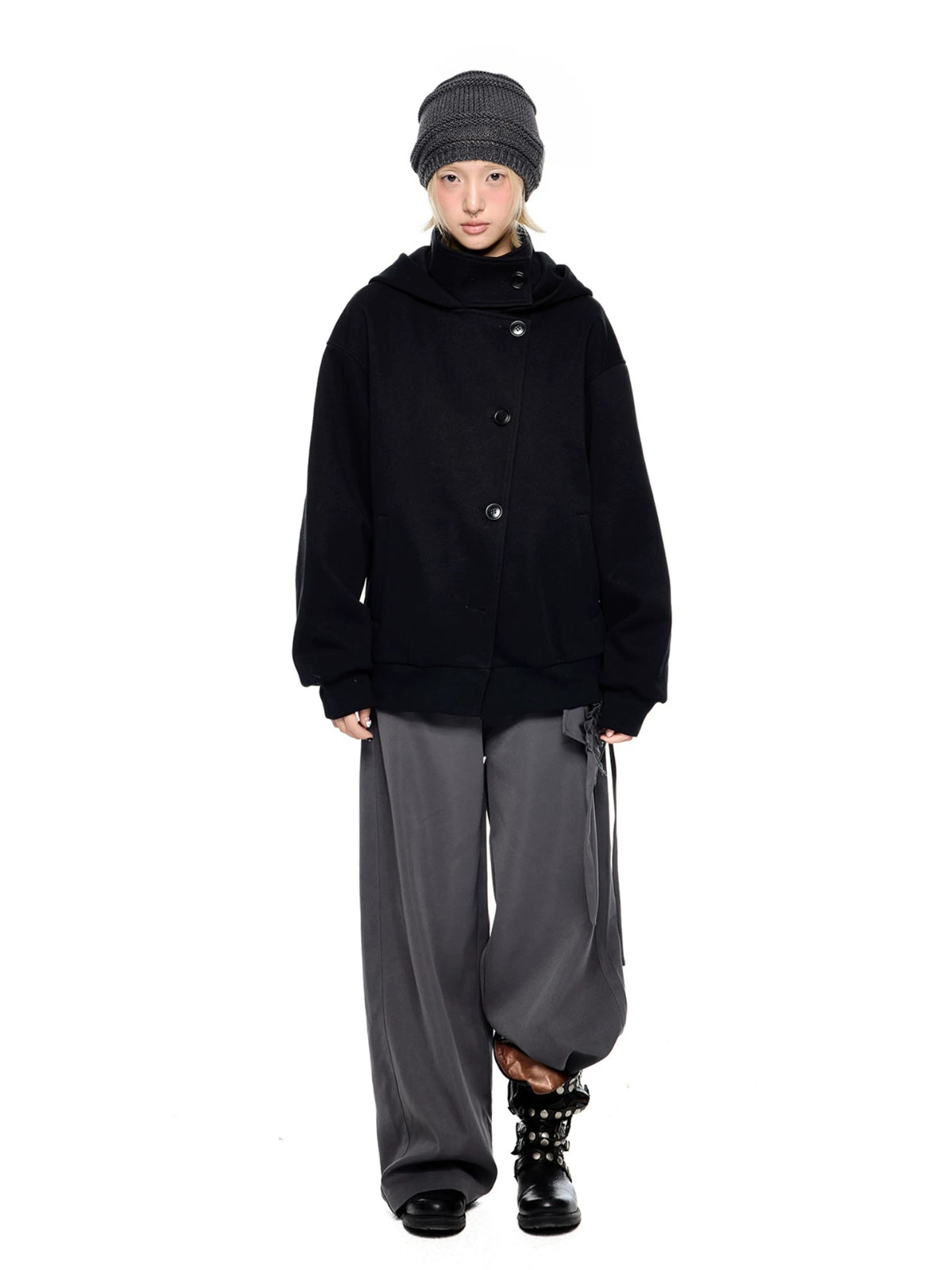 Academy Button Cropped Hoodie
