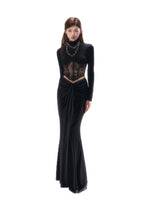 Lace-Trim Corset Long-Sleeve Top