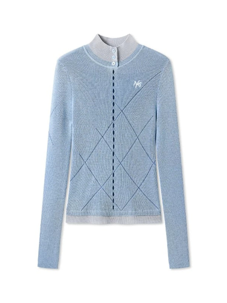 Contrast Collar Knit Layered Top