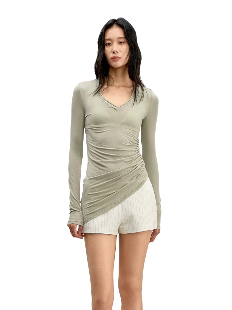 Asymmetric V-Neck Top
