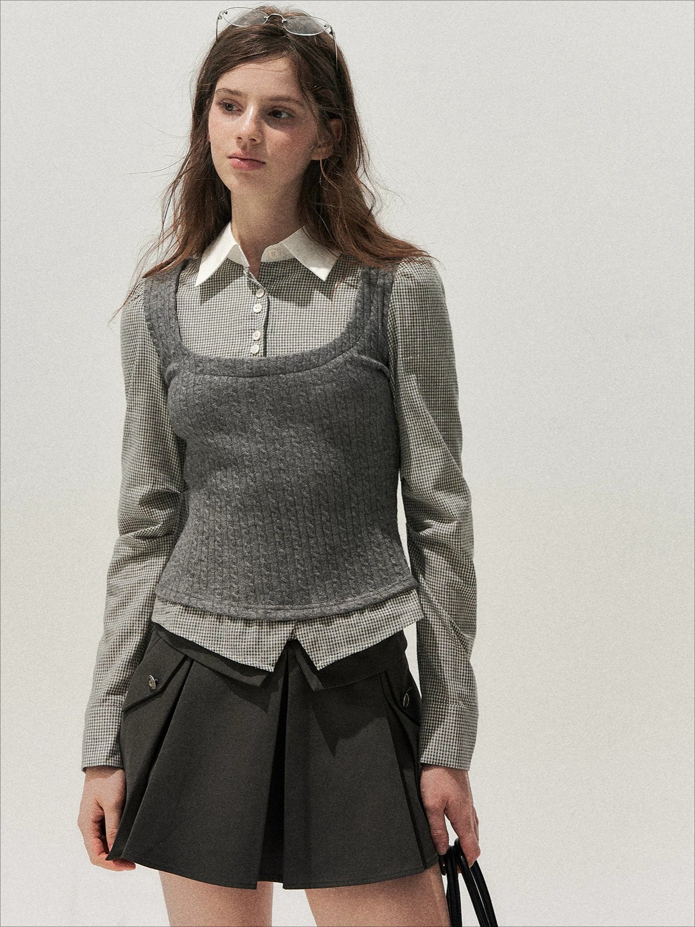 Cable Knit Vest Shirt