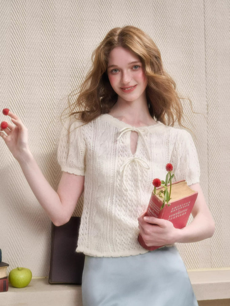 Mohair Wool Openwork Knit Sweater