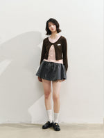 Lace Collar Fake Two-piece Cardigan