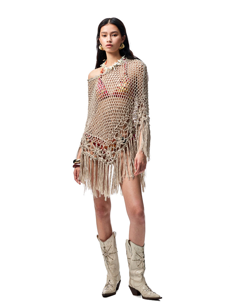 V-Mouth Pointed-Toe Leather Embroidered Denim Boots