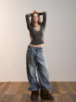 Contrast Belt Knit Top