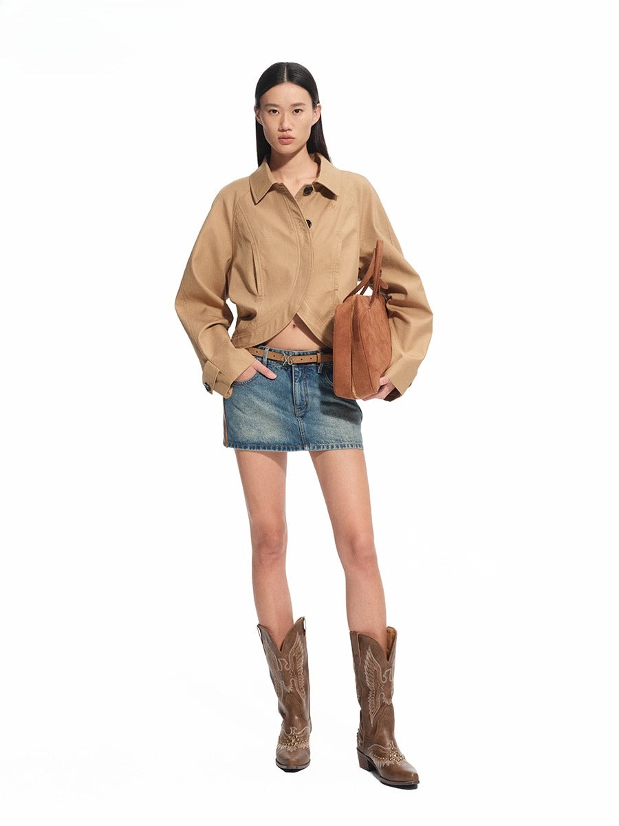 Black &amp; Brown Lyocell-Cotton Moto Jacket