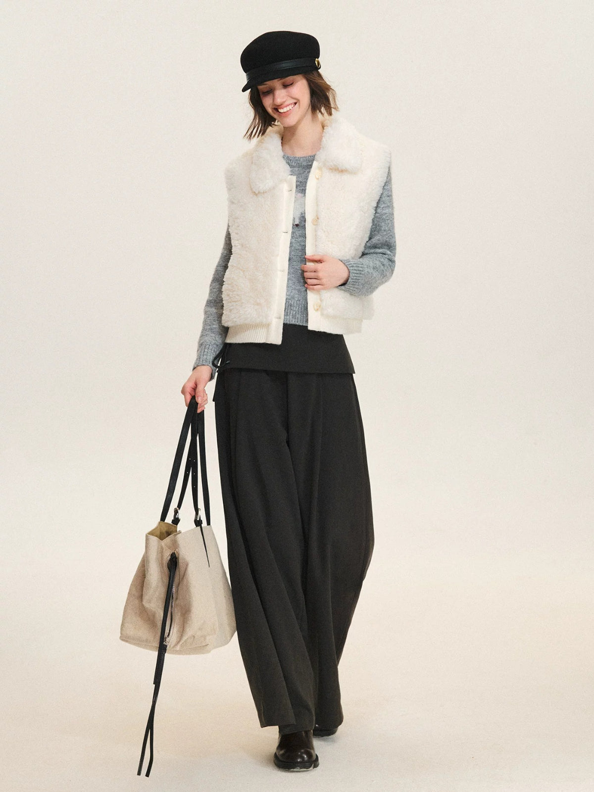 Layered Tie Waist Barrel Trousers