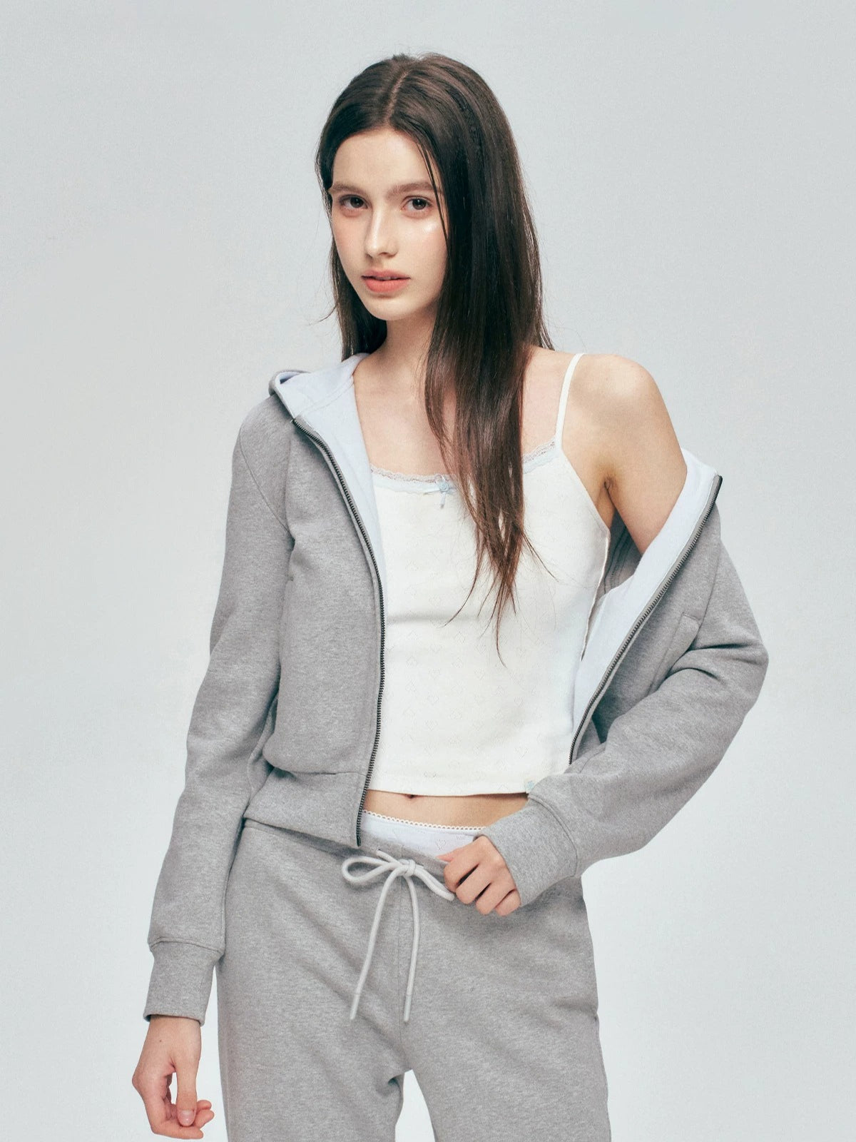 Contrast Hoodie Set