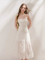 Apricot Embroidered Lace Midi Dress