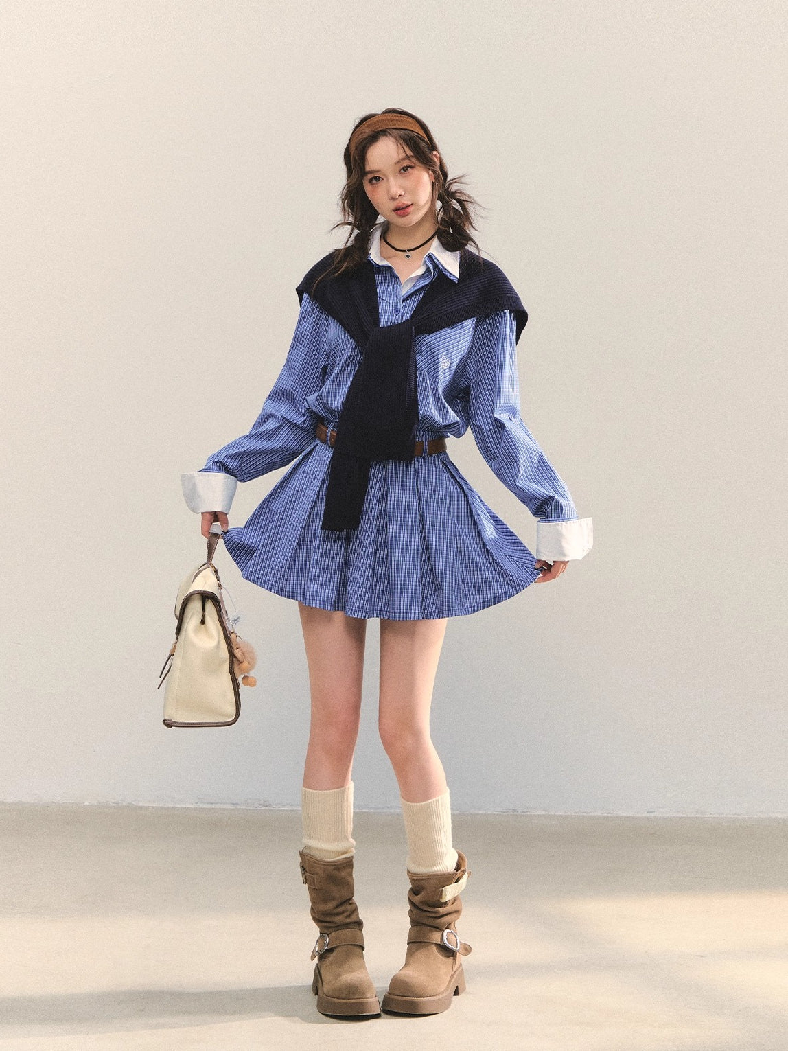 PLaid Cape A-Line 2-in-1 Dress &amp; Cape Set