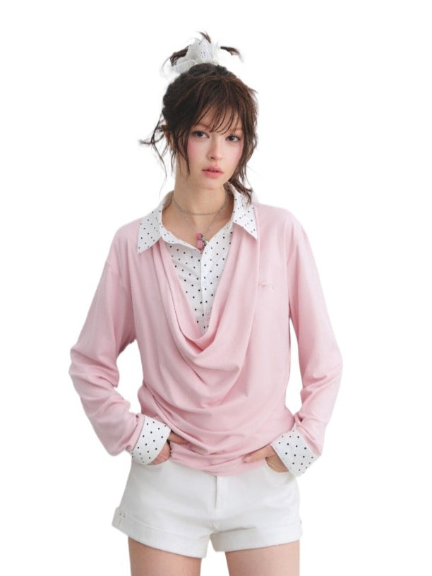 Polka Dot Layered Drape Top