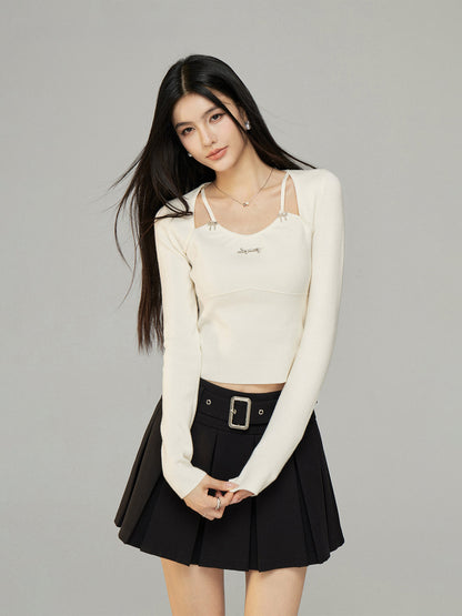 Black &amp; White Butterfly Knot Knit Top