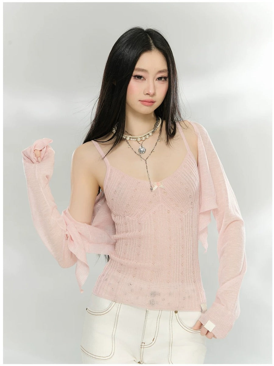 Knit Cardigan Camisole Set