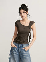 Asymmetric Draped Slim T-Shirt