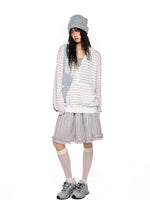 Striped Hooded Long Sleeve Top