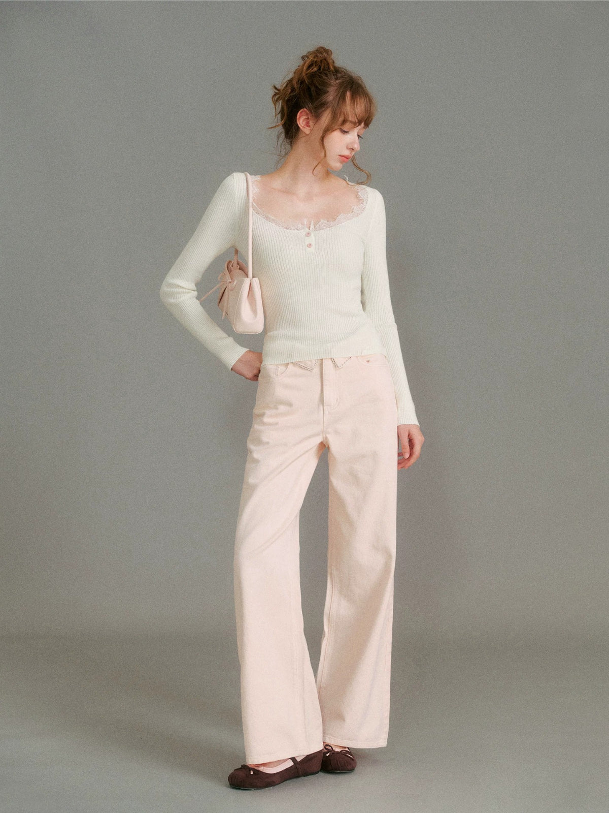French Lace Wide Leg Jeans