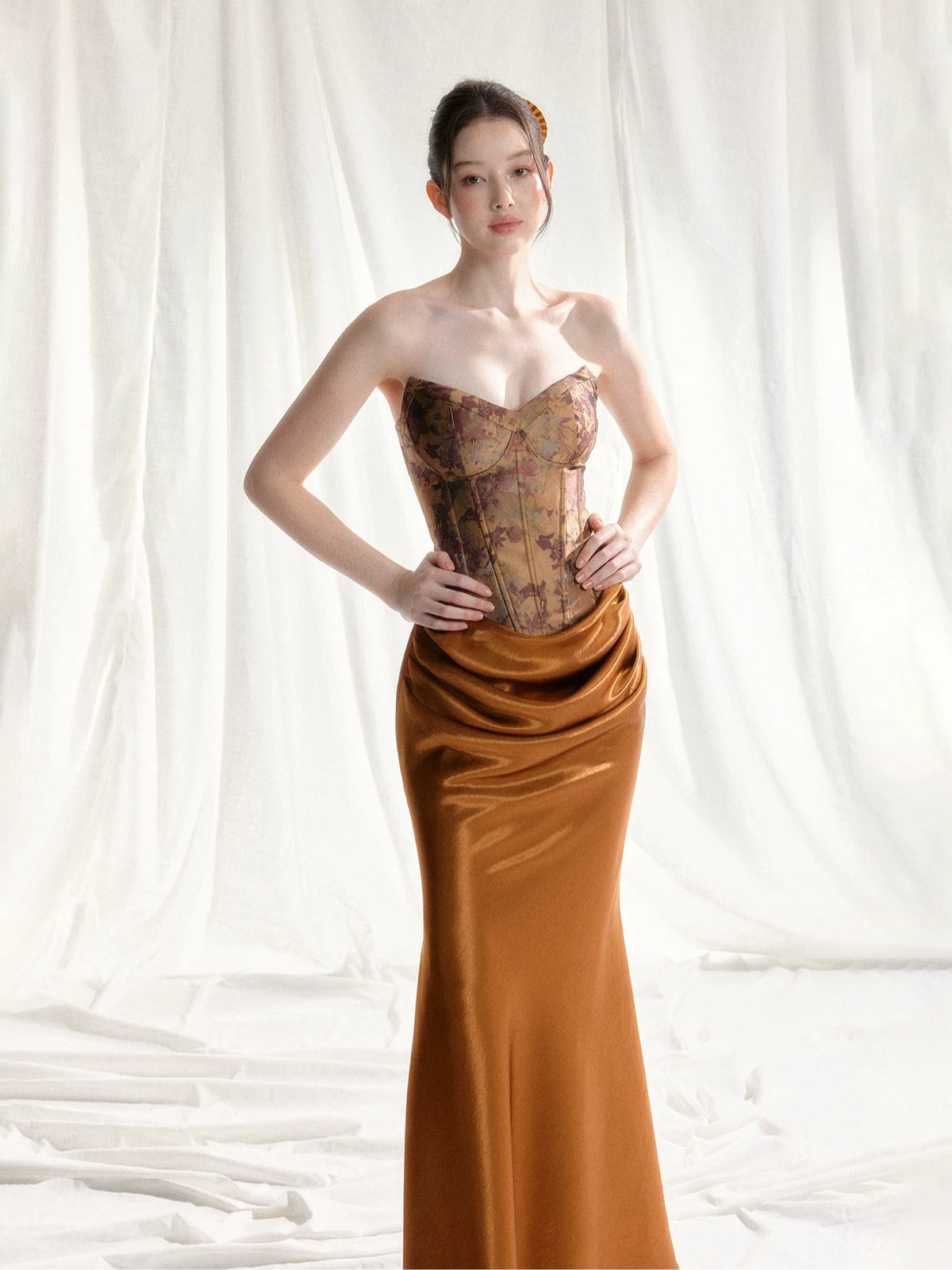 Jacquard Satin Corset Dress