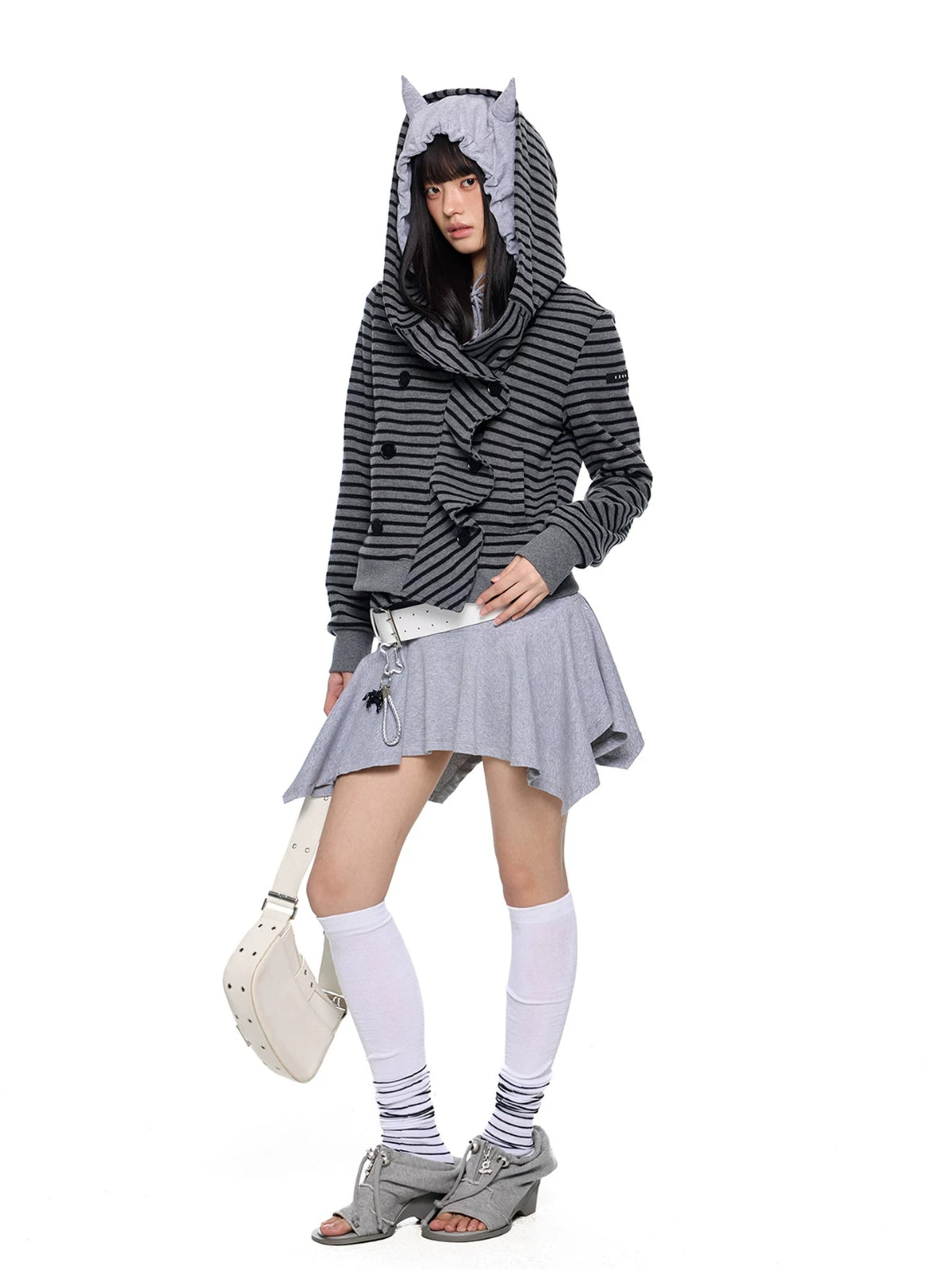Striped Deconstructed Hoodie