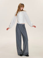 Plaid Trim Bow Detail Trousers