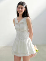 White Embroidered V-neck Dress