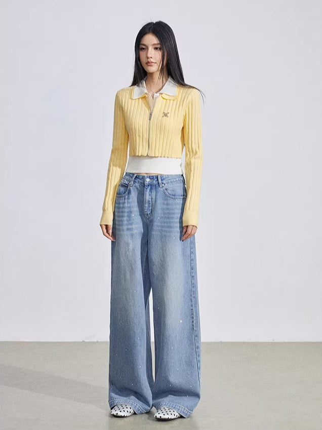 Contrast Polo Knit Set