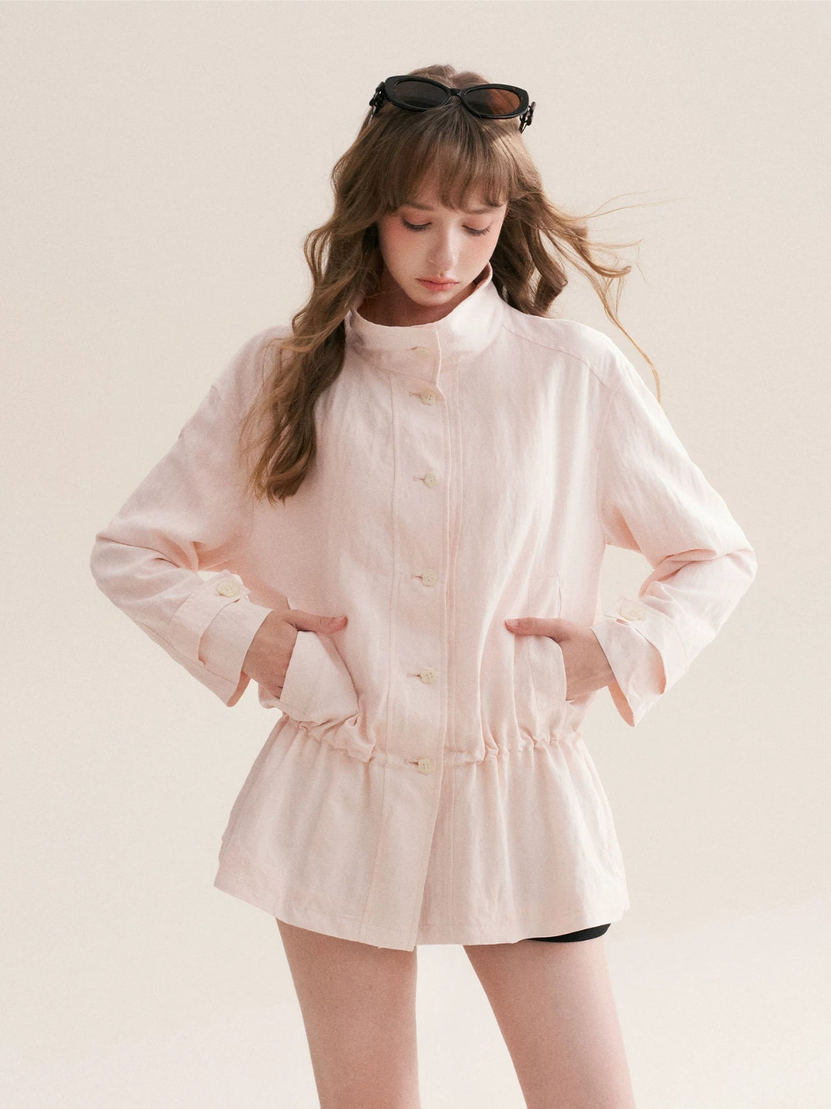 Drawstring Windbreaker Coat