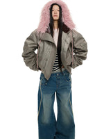 Vintage Hooded Fur Collar Down