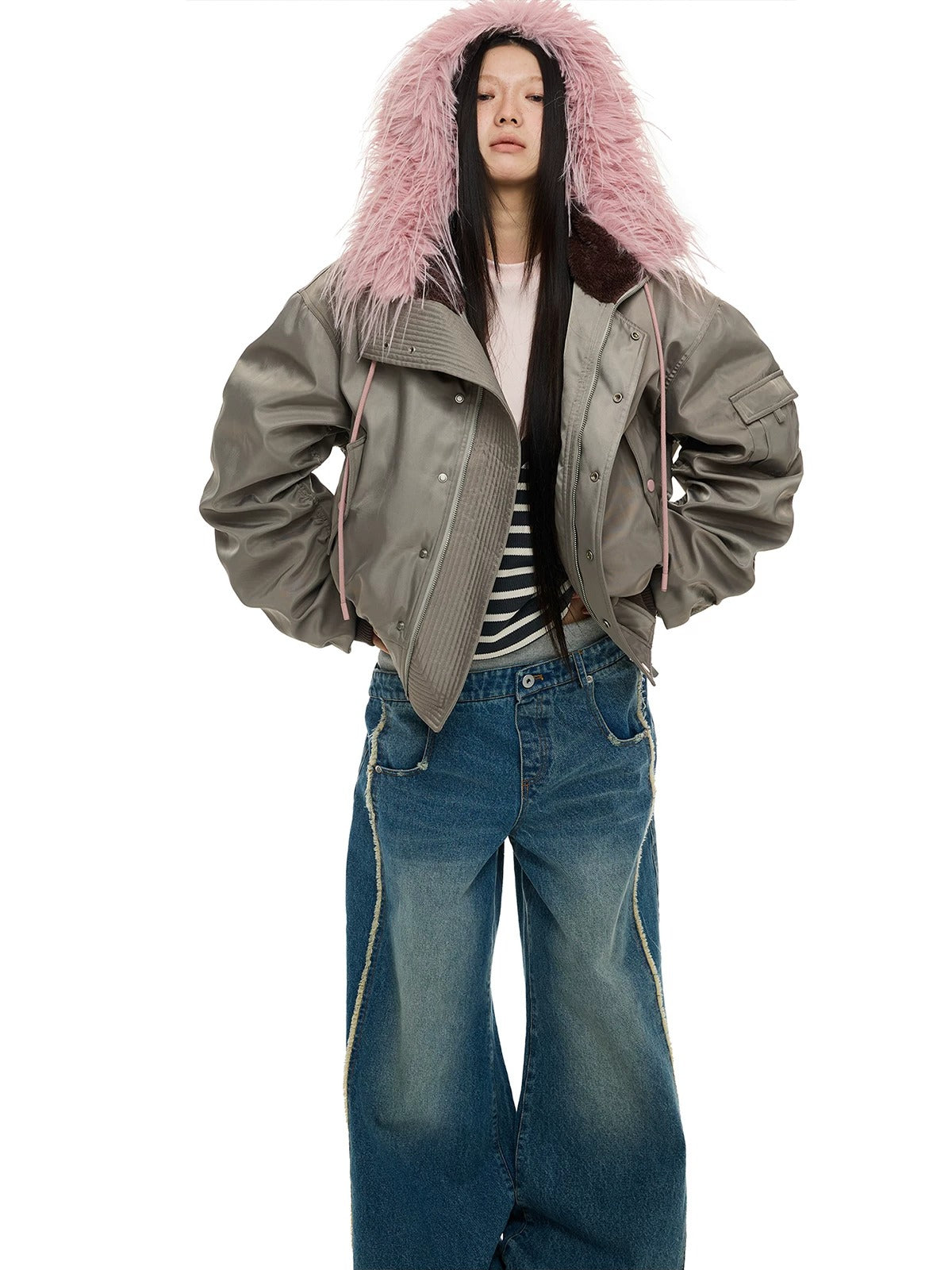 Vintage Hooded Fur Collar Down