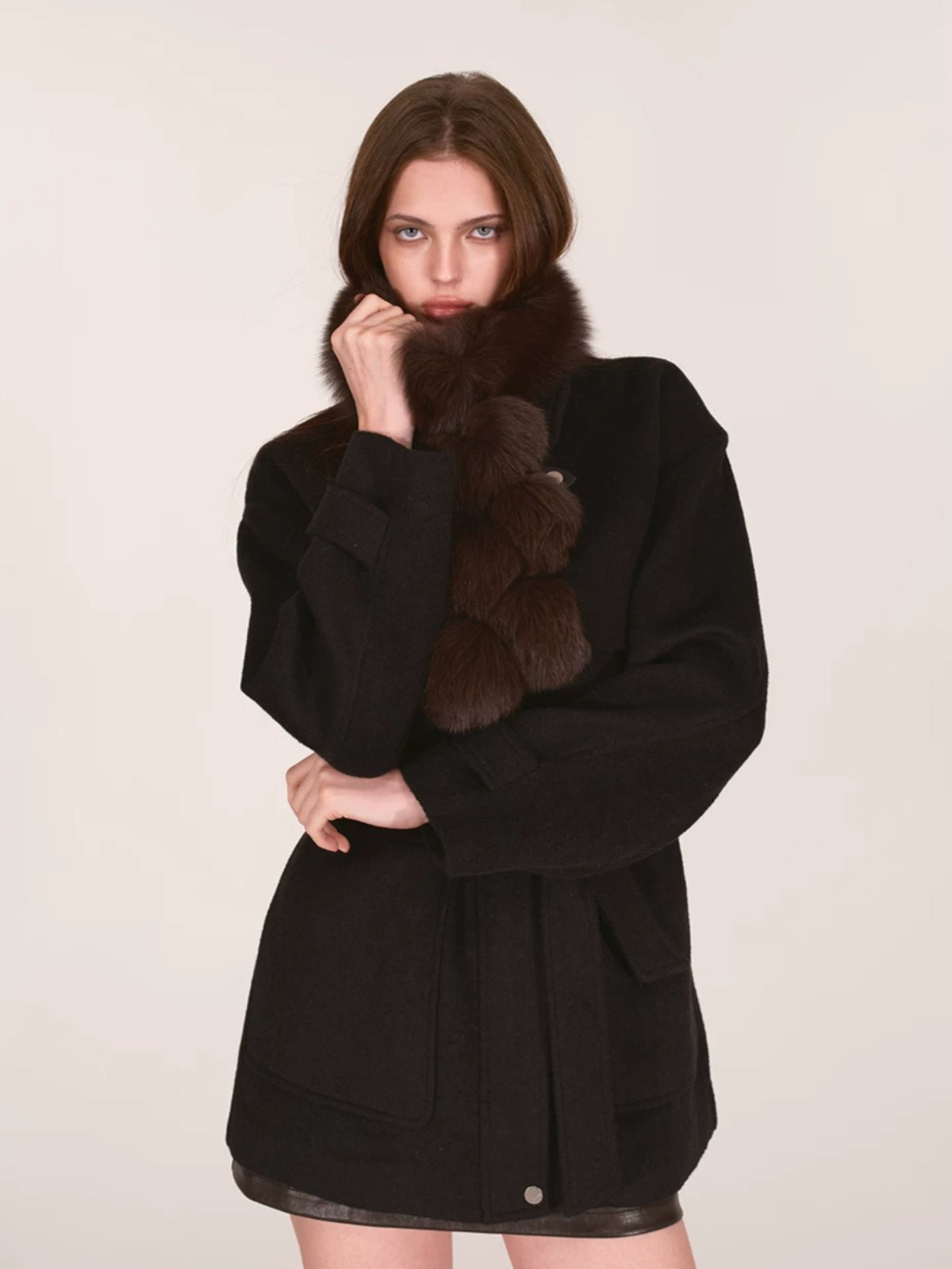 Luxurious Fox Fur Pom Pom Scarf