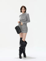 Gray Ruched Bodycon Mini Dress