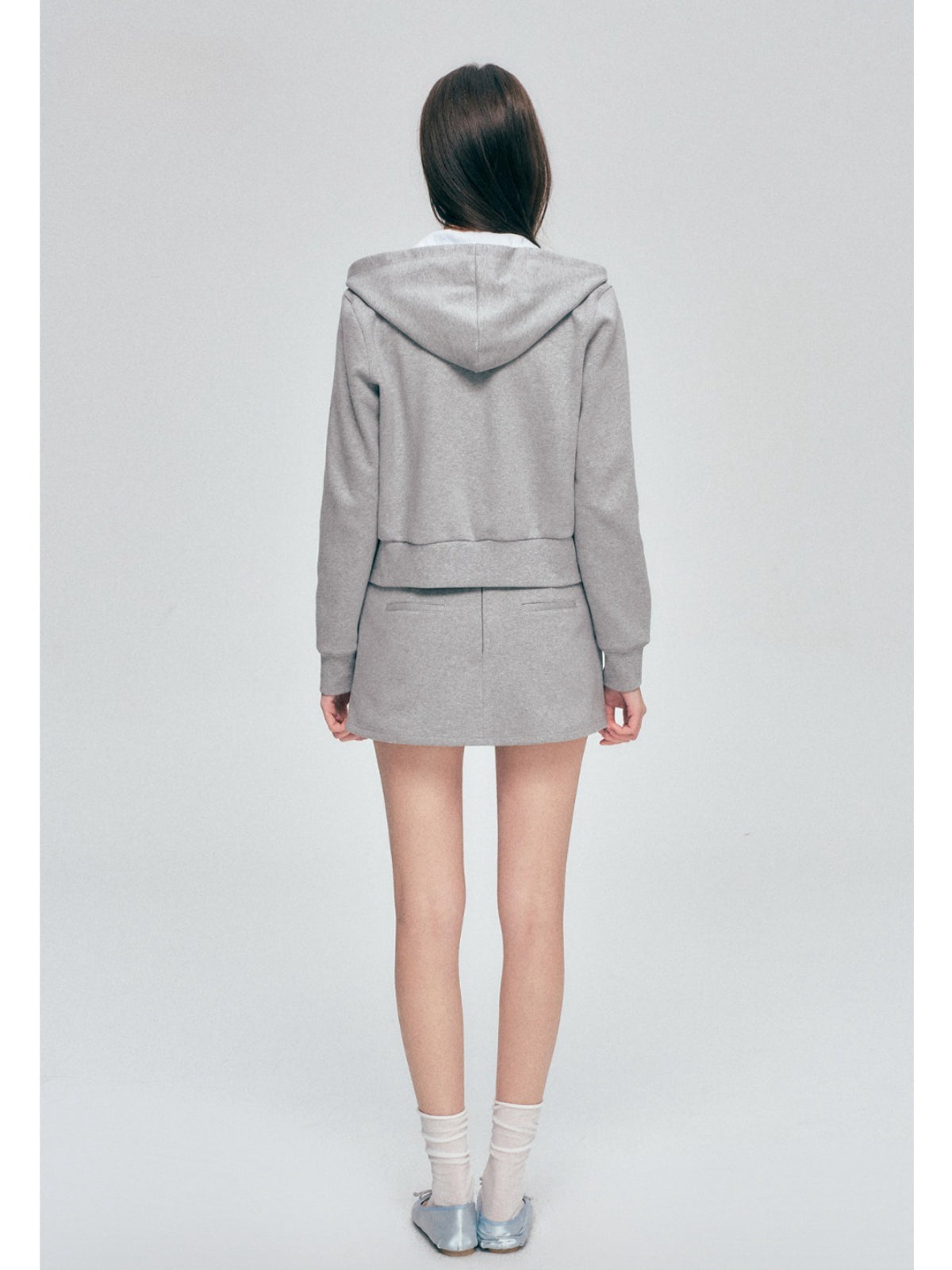 Contrast Hoodie Skirt Set