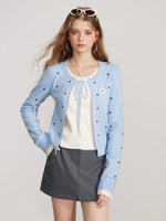 Polka Dot Layered Bow Knit Sweater